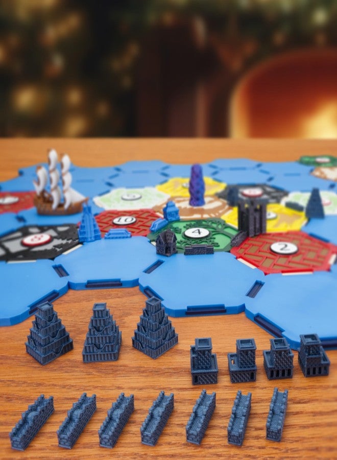 BKPrint3D Custom Civilizations for Catan Board Game | Replacement Player Sets | Settlers Pieces | Base Cities Settlements Roads | 3D Printed | (Babylon Base Set) - Image 2